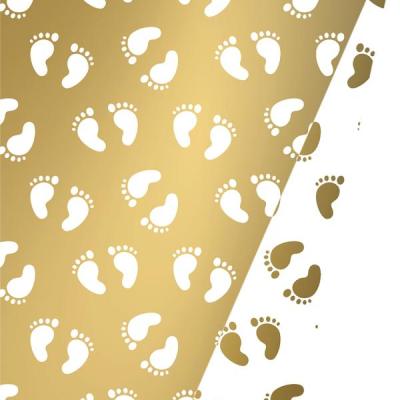 Art-Nr-011-602137-175m-DUO-Baby-Feet-gold-white-Packfix-Geschenkpapier-2024-Ganzjahr-Kinder