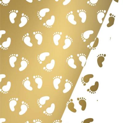 Art-Nr-011-602137-175m-DUO-Baby-Feet-gold-whitePackfix-Geschenkpapier-2024-Themen-Parfuemerie-Juwelier-Motive